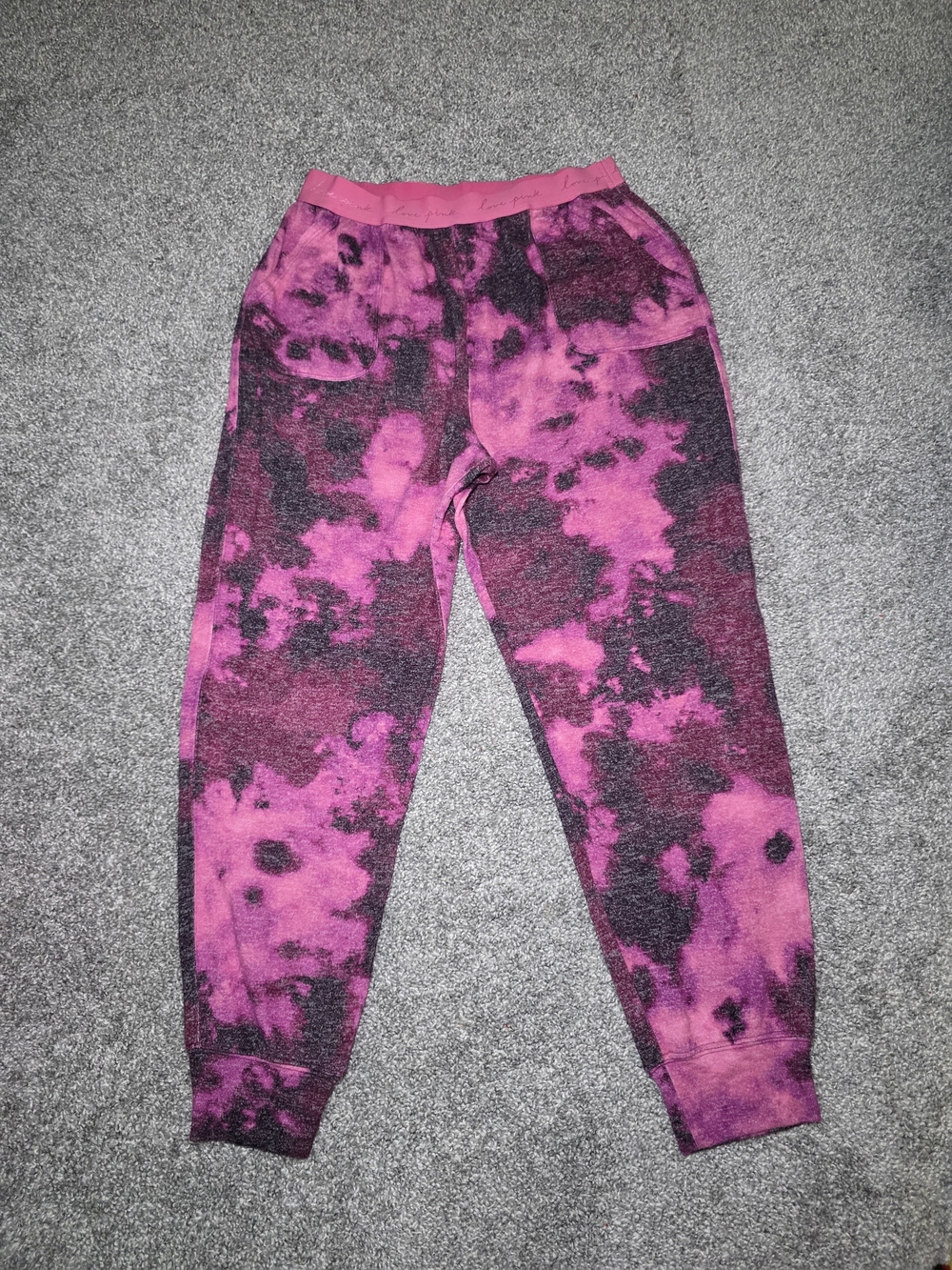 PINK Victoria's Secret Pink & Black Tie-Dye Joggers